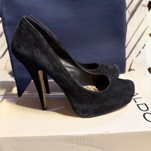 Aldo Midnight Black Suede Heels